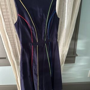 Modcloth Navy Dress with Colorful Trim
